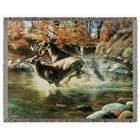   Home Deer On The Run In Stream Nature Setting Tapestry Throw Blanket