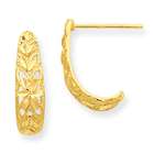 goldia 14k Yellow Gold Diamond cut Small J Hoop Post Earring