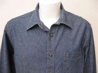 Mens John Ashford Denim Blue Cotton L/S Casual Shirt L  