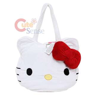 Sanrio Hello Kitty Face Plush Shoulder Bag Hand Bag w/ 3D Red Bow 