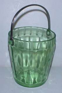 Cambridge Green Depression Etched Glass Ice Bucket  