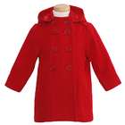Shyla Toddler Girls Red Hooded Mid Length Wool Coat 3T