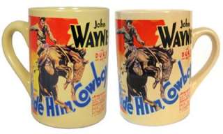   of 2 John Wayne Ride Him Cowboy Ceramic 14oz Coffee Mug New Authentic