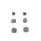 18kt Gold Over Sterling Silver Cubic Zirconia 3 Pair Stud Earring Set