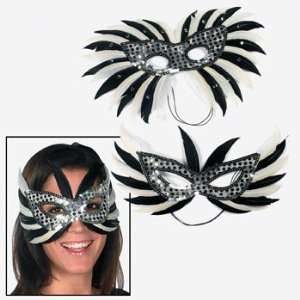   Mardi Gras Silver Feather Masks   Costumes & Accessories & Masks Toys