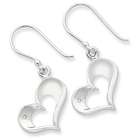 goldia Sterling Silver Polished Heart w/Diamond Accent Dangle Earrings