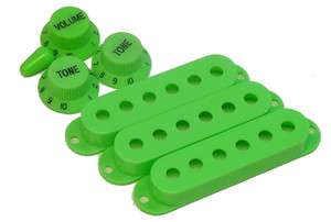 Strat Pickup Covers and Knobs, Green, Complete Set  