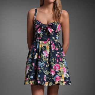 NWT Abercrombie RENEE navy floral FLAGSHIP dress L  