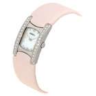  Joy Womens Rectangulares Pink Leather Diamond Watch