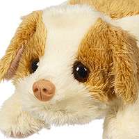 cuddle up snuggle close with this soft puppy figure for relaxing play