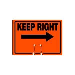  Traffic Cone Top Warning Sign in Orange   KEEP RIGHT w 