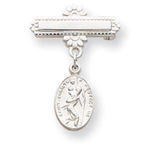  Sterling Silver Saint Christopher Medal Pin Jewelry