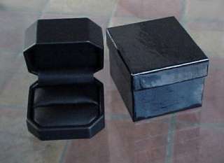 Deluxe OCTAGONAL Cut Corner Black Leather RING Gift Box  