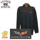 Brickels C6 Corvette Mens Cutter Buck Long Sleeved Polo Shirt Charcoal 