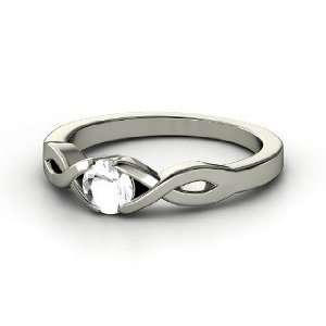    Cross My Heart Ring, Round Rock Crystal Platinum Ring Jewelry