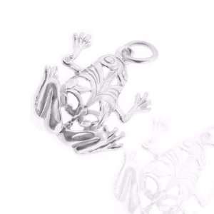 925 Sterling Silver Jewelry, Fabulous Filigree Frog Charm, Adjustable 