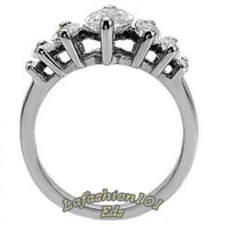   Steel 7 Marquise AAA CZs Womens Engagement Ring SZ 5,6,7,8,9,10
