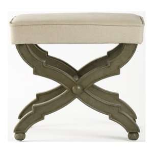   French Country Distressed Olive Wood Ottoman Furniture & Decor