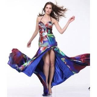    #1631 Print Satin One Shoulder High Low Prom Dress Clothing