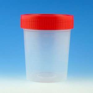 Specimen Container, 4oz, with Attached Thermometer Strip, Separate 1/4 