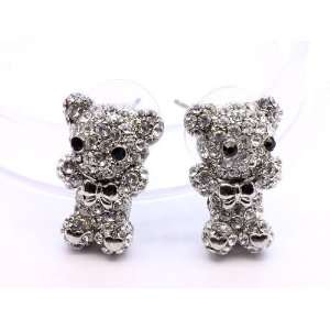  Teddy Bear Cute Kawaii Mini Bear Crystal Earrings 