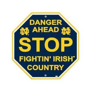  Notre Dame Fighting Irish Plastic Stop Sign Danger Ahead 