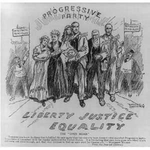   Party,Liberty,Justice,Equality,Cartoon,1912