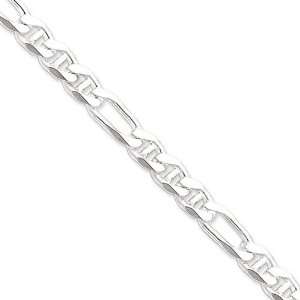  Sterling Silver 8 inch 8.75 mm Figaro Chain Bracelet in 