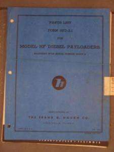1957 Frank Hough HF Diesel Payloader Parts List p  