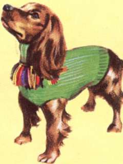Vintage Dog Sweater knitting pattern Med. & Large w22  