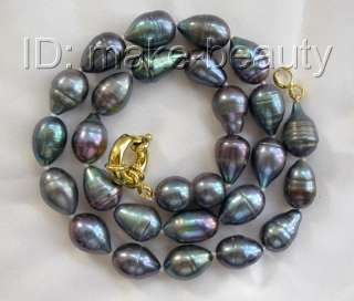   big 15mm baroque black freshwater cultured pearl necklace  