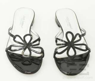 Dolce & Gabbana Black Patent Cut Out Flat Sandals Size 39  