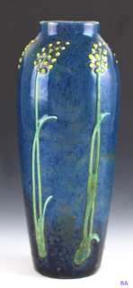 WONDERFUL MAX LAUGER BLUE VASE WITH YELLOW FLOWERS GERMANY  