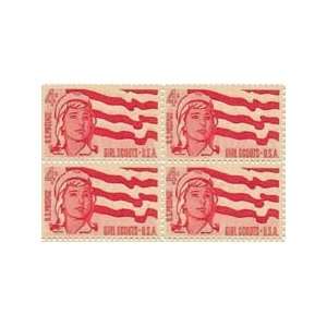 Senior Girl Scout and Flag Set of 4 X 4 Cent Us Postage Stamps Scot 