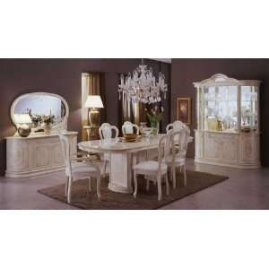  Vig Furniture Milady 7 Piece Dining Set Off White Lacquer 
