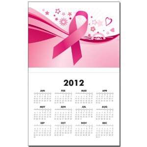  Calendar Print w Current Year Cancer Pink Ribbon Waves 