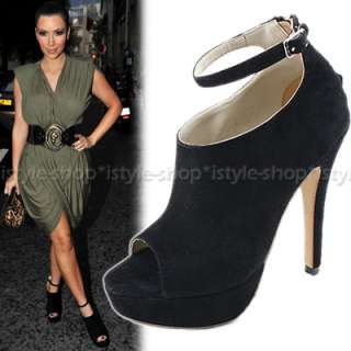 Hollywood Peep toe Ankle Strap Platform Bootie Shoes  