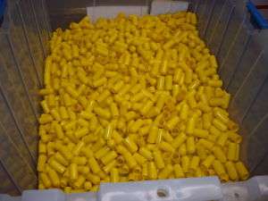 LOT OF YELLOW PLASTIC RUBBER END CAPS PIPE OR CONDUITS  