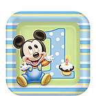 MICKEY MOUSE DESSERT PLATES 1ST BIRTHDAY BABY MICKEY PARTY SUPPLIES 