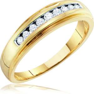 27 CT Mens Channel Set Diamond Ring Wedding Band Gold  