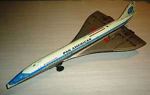Greek Vintage 60s LYRA Tin Airplane TOY, Pan American Concorde (Works 