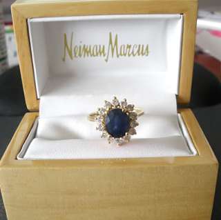 4CT Lady Di & Kate Middleton Dark Blue Oval Sapphire & Diamond Ring 