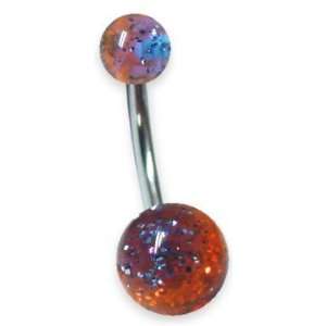  Blue & Orange Glitter Navel Jewelry Health & Personal 
