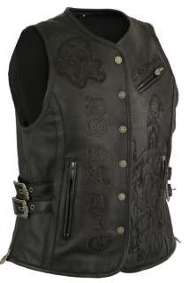 ED HARDY WOMENS DO OR DIE EXTREME LENGTH SNAP FRONT LEATHER VEST 