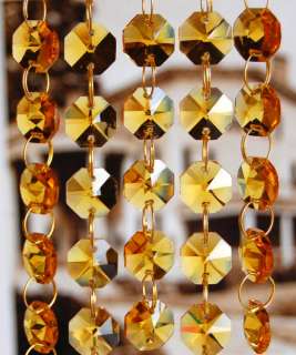 feet x AMBER CRYSTAL OCTAGON CHANDELIER PRISMS CHAINS  