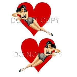  WWII Nose Art Pinup Girl on HEART Guitar Decals #203 