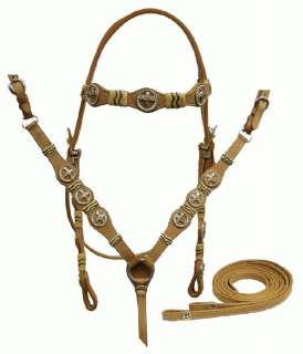 Cross Rawhide Horse Leather Bridle Breast Collar Reins  