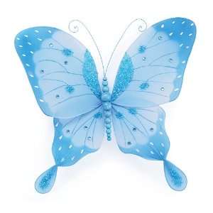  Set Of 12 Blue Nylon Hanging Butterflies Beautiful Baby 
