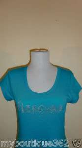 NEW WITH TAG GUESS BLUE LAGOON W/ RHINESTONES TEE TOP  