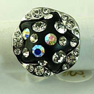   18K White GP Gemstone CZ Zircon Cocktail Ring Jewelry Size 6.5 8 9 10